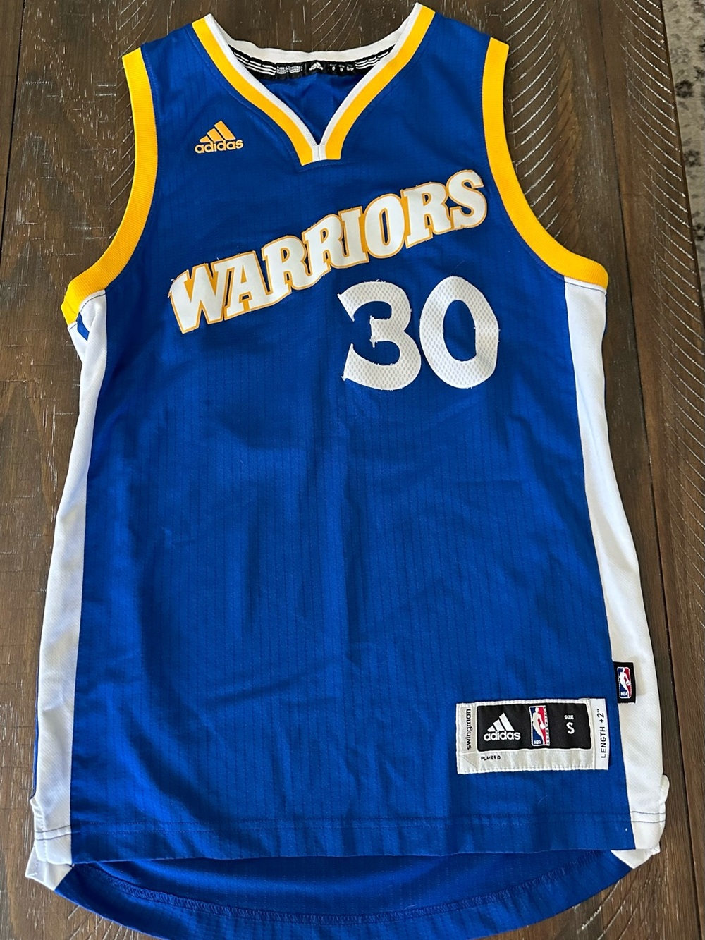 adidas Seth Curry Golden State Warriors Blue/Yellow #30 Basketball Jersey -Sz S
